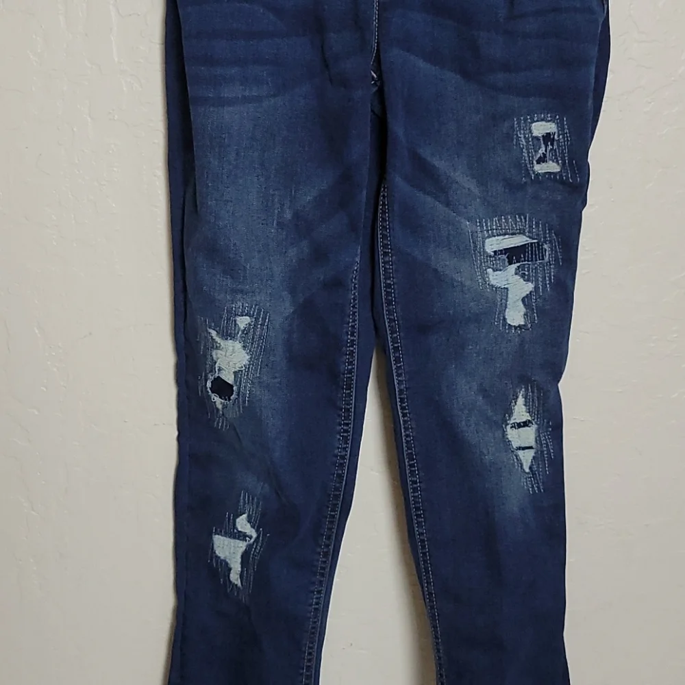 JUSTICE Overall Distressed Skinny Jeans 12